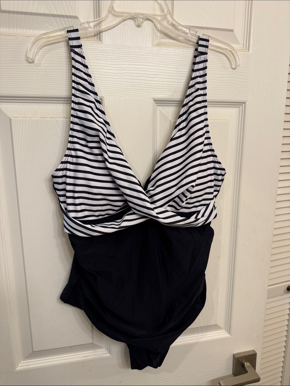 Striped Black & White One-Piece Swimsuit